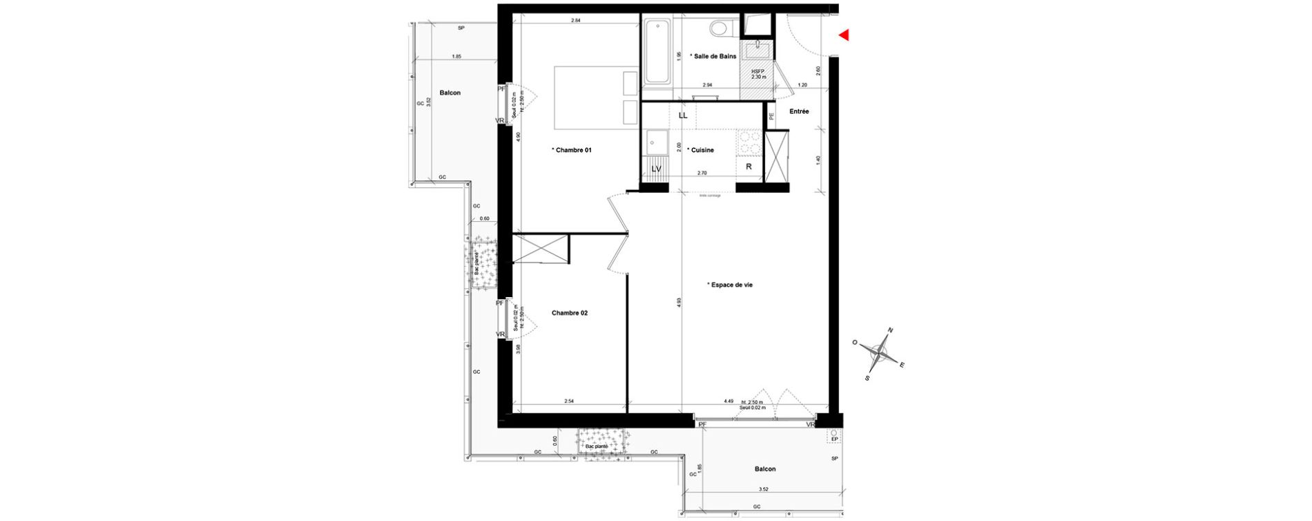 Appartement T3 de 61,29 m2 &agrave; Asni&egrave;res-Sur-Seine Gresillons - quartier de seine