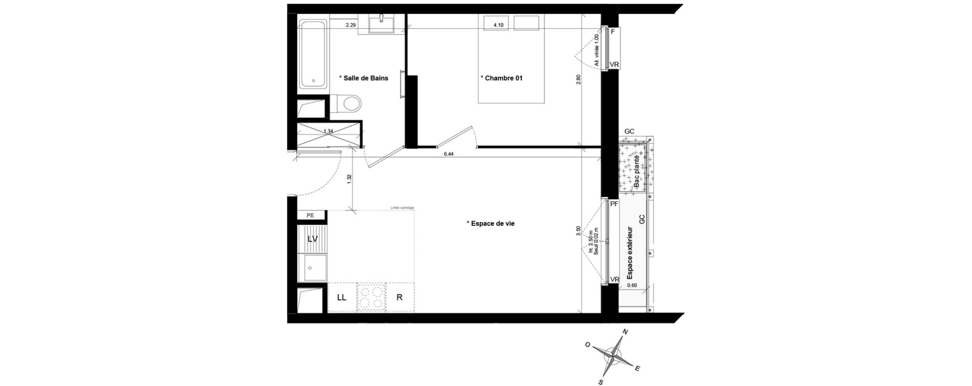 Appartement T2 de 40,76 m2 &agrave; Asni&egrave;res-Sur-Seine Gresillons - quartier de seine