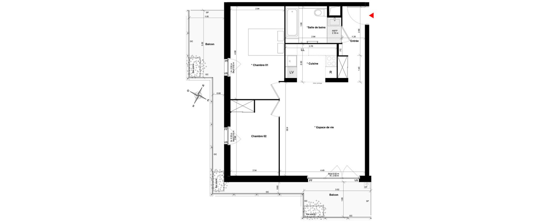 Appartement T3 de 61,28 m2 &agrave; Asni&egrave;res-Sur-Seine Gresillons - quartier de seine