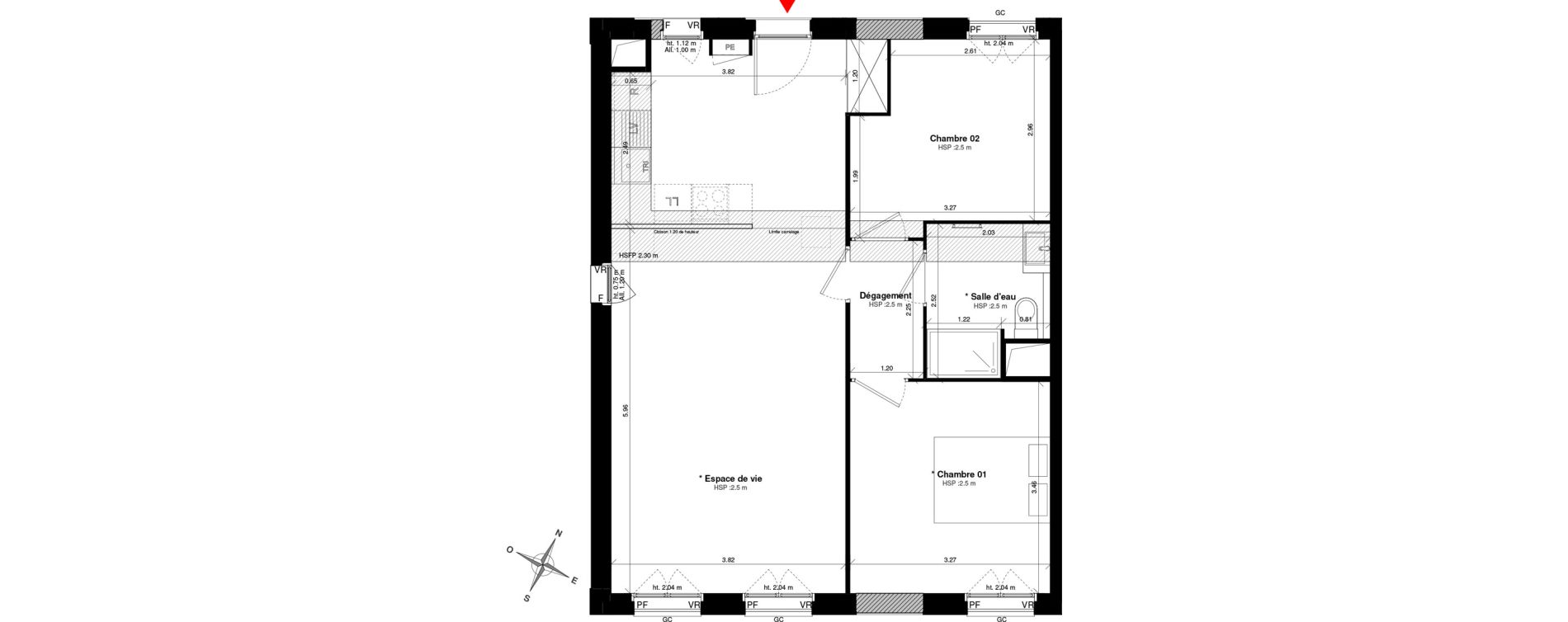Appartement T3 de 62,60 m2 &agrave; Asni&egrave;res-Sur-Seine Gresillons - quartier de seine