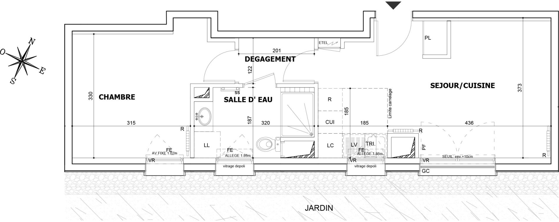 Appartement T2 de 40,95 m2 &agrave; Asni&egrave;res-Sur-Seine Seine ouest