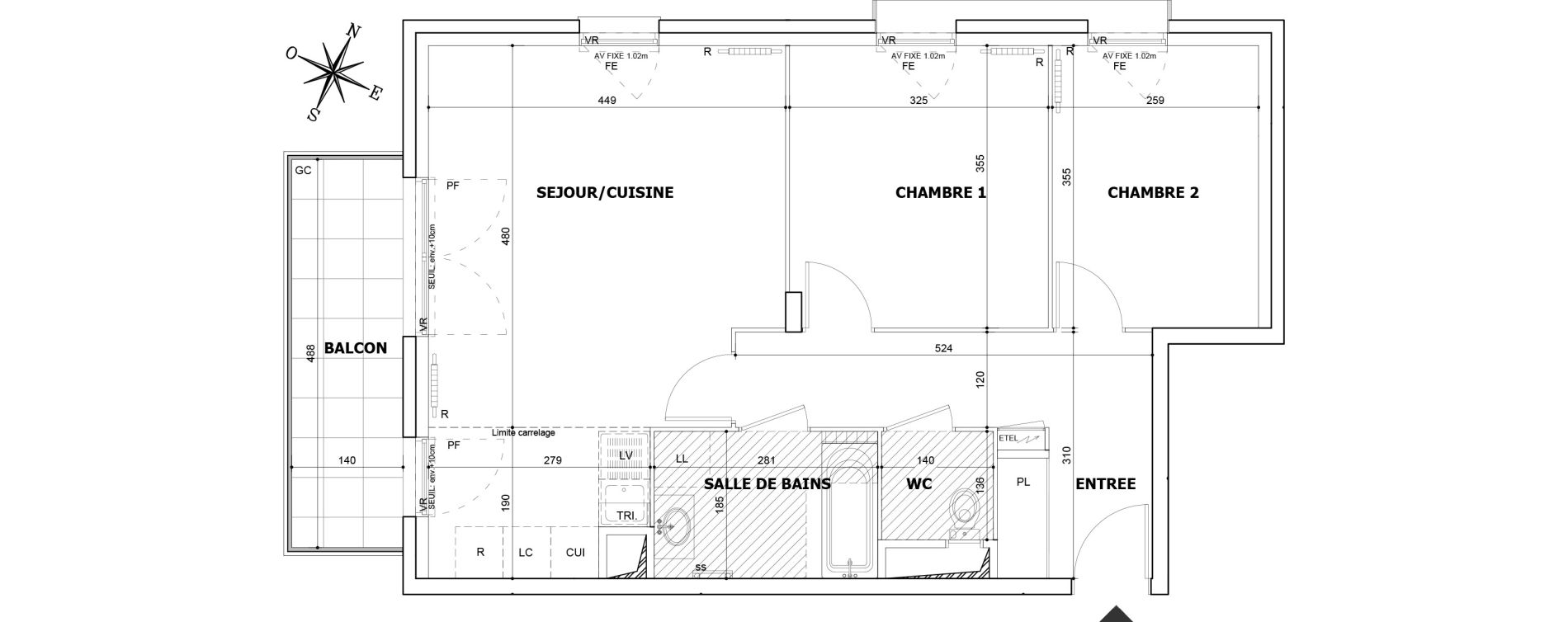 Appartement T3 de 63,12 m2 &agrave; Asni&egrave;res-Sur-Seine Seine ouest