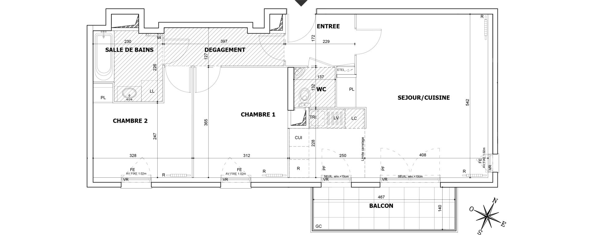 Appartement T3 de 65,35 m2 &agrave; Asni&egrave;res-Sur-Seine Seine ouest