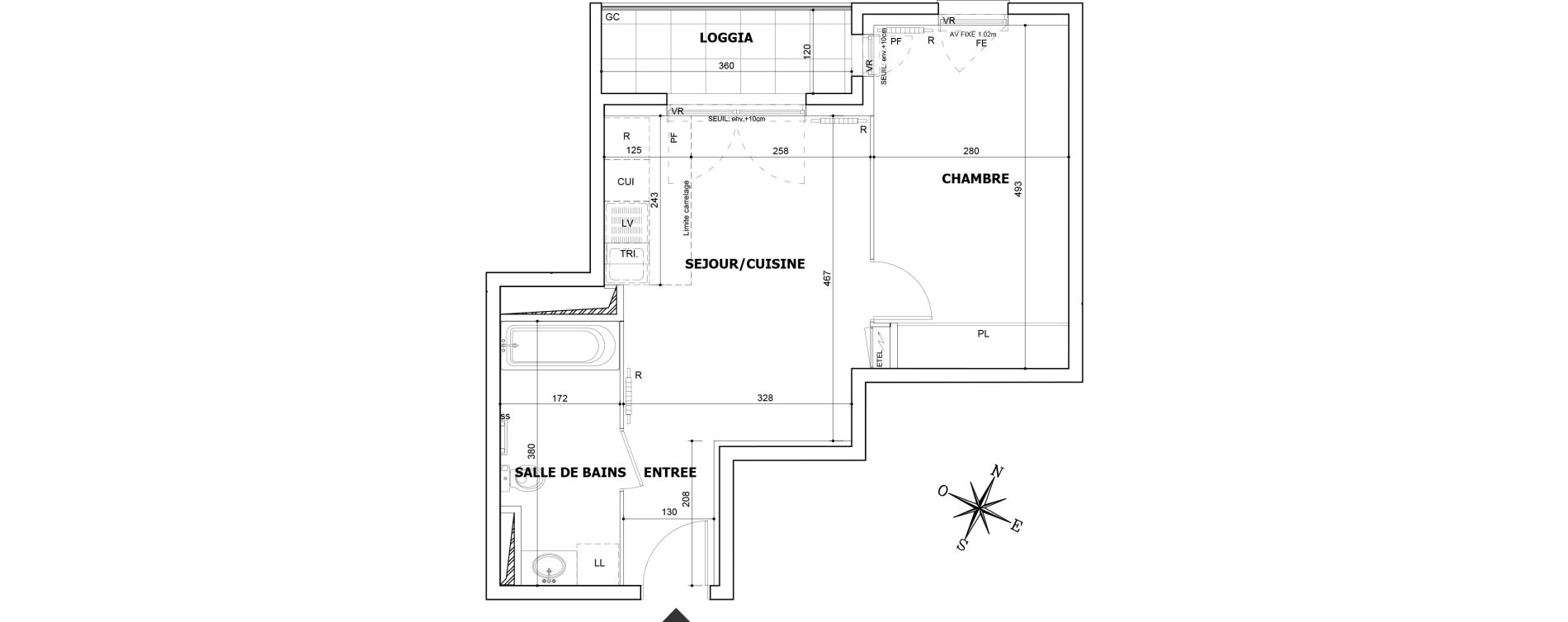 Appartement T2 de 39,47 m2 &agrave; Asni&egrave;res-Sur-Seine Seine ouest