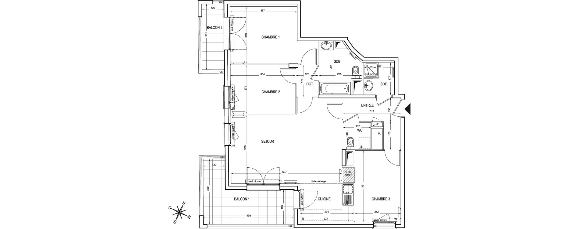 Appartement T4 de 83,14 m2 &agrave; Asni&egrave;res-Sur-Seine Seine ouest