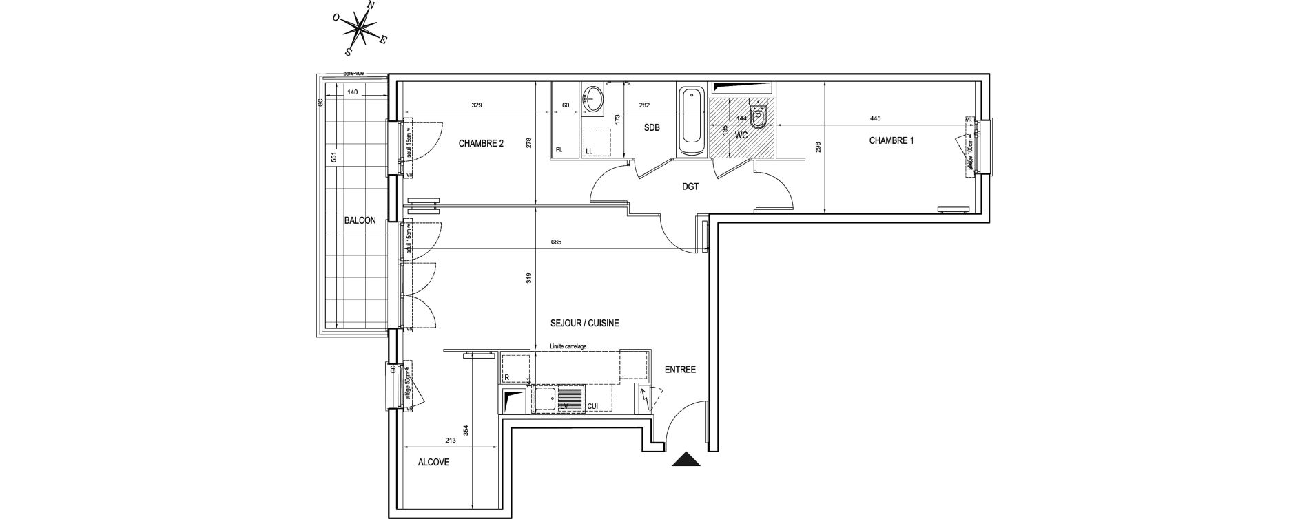 Appartement T3 de 71,67 m2 &agrave; Asni&egrave;res-Sur-Seine Seine ouest
