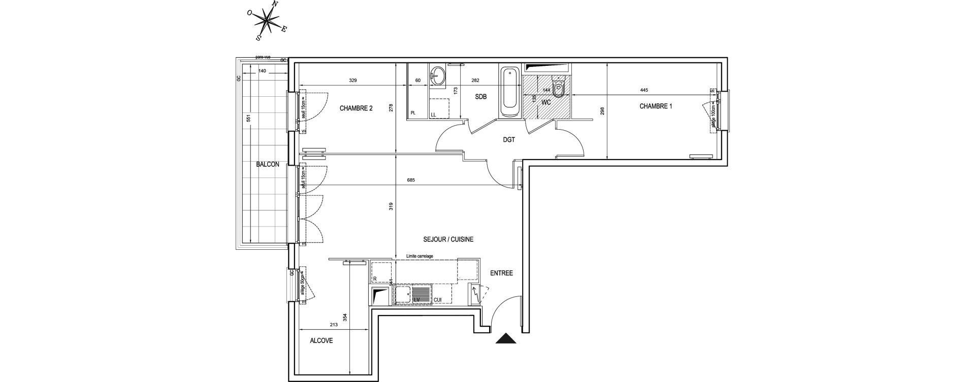 Appartement T3 de 71,67 m2 &agrave; Asni&egrave;res-Sur-Seine Seine ouest