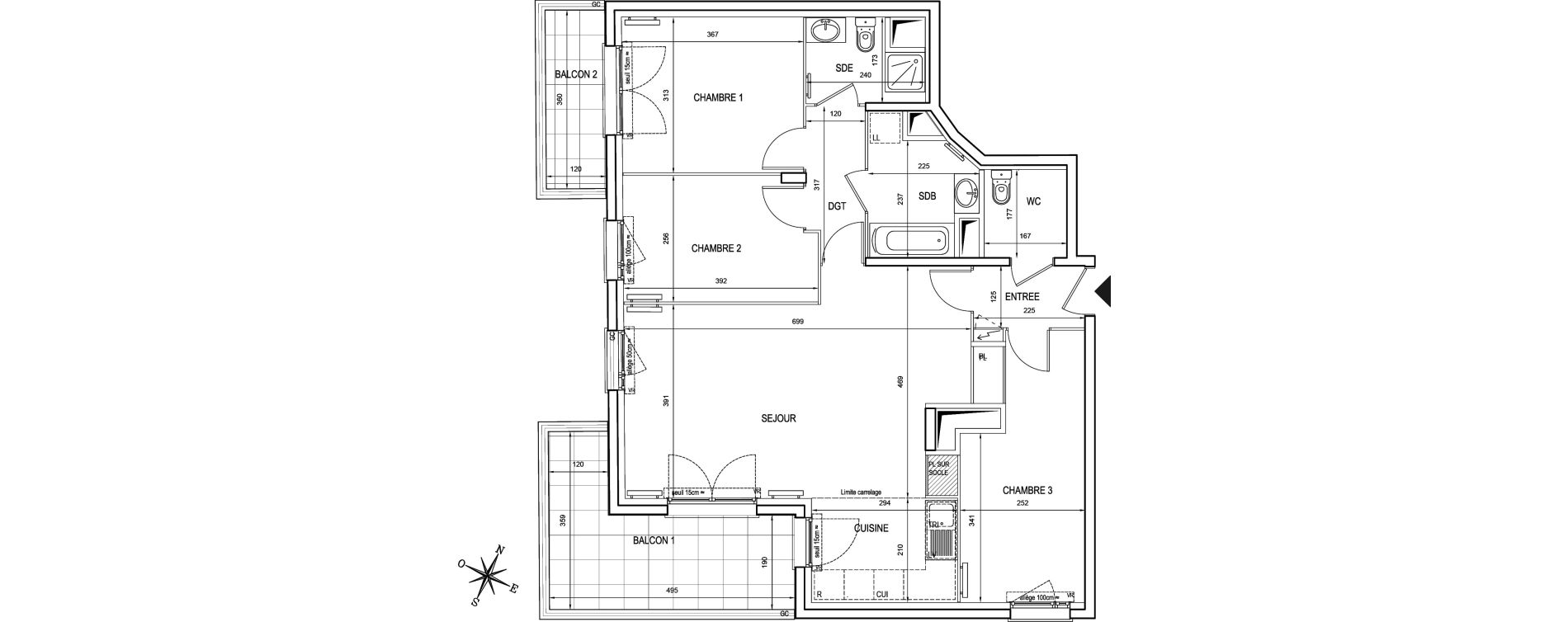Appartement T4 de 86,50 m2 &agrave; Asni&egrave;res-Sur-Seine Seine ouest