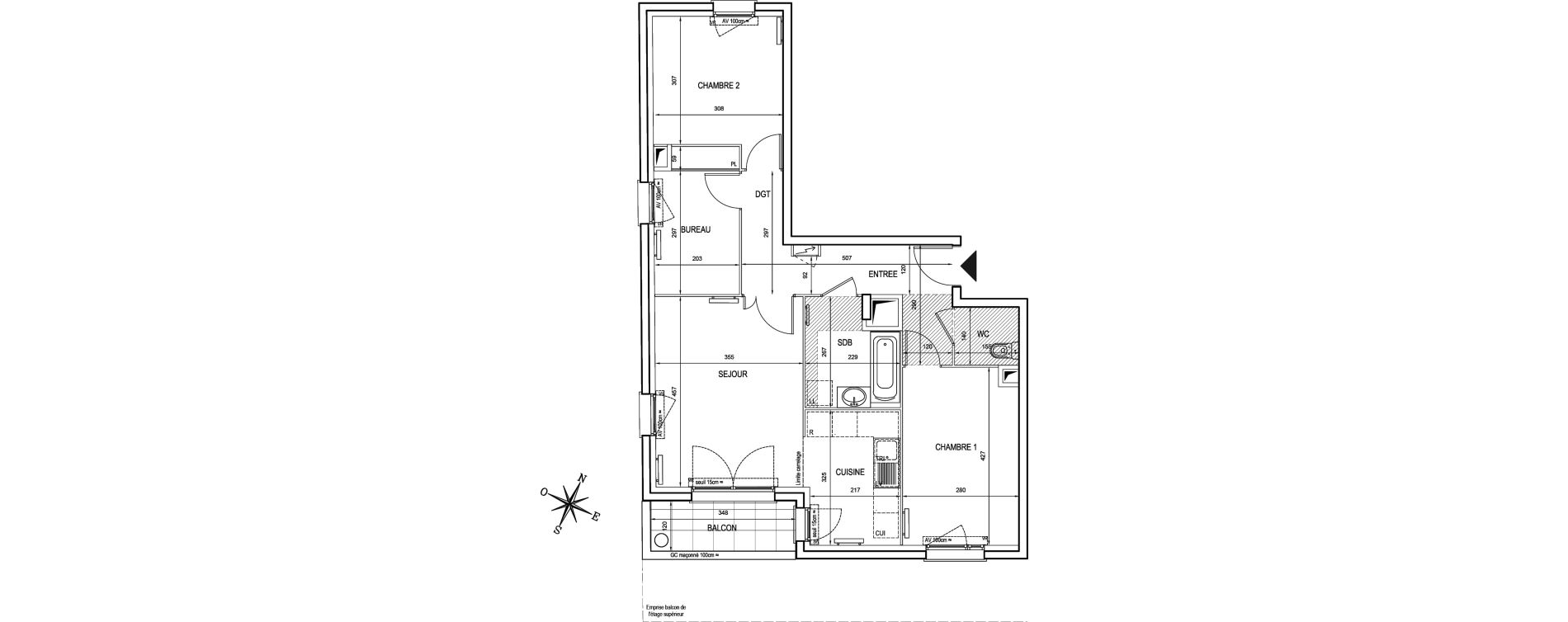 Appartement T3 de 69,50 m2 &agrave; Asni&egrave;res-Sur-Seine Seine ouest