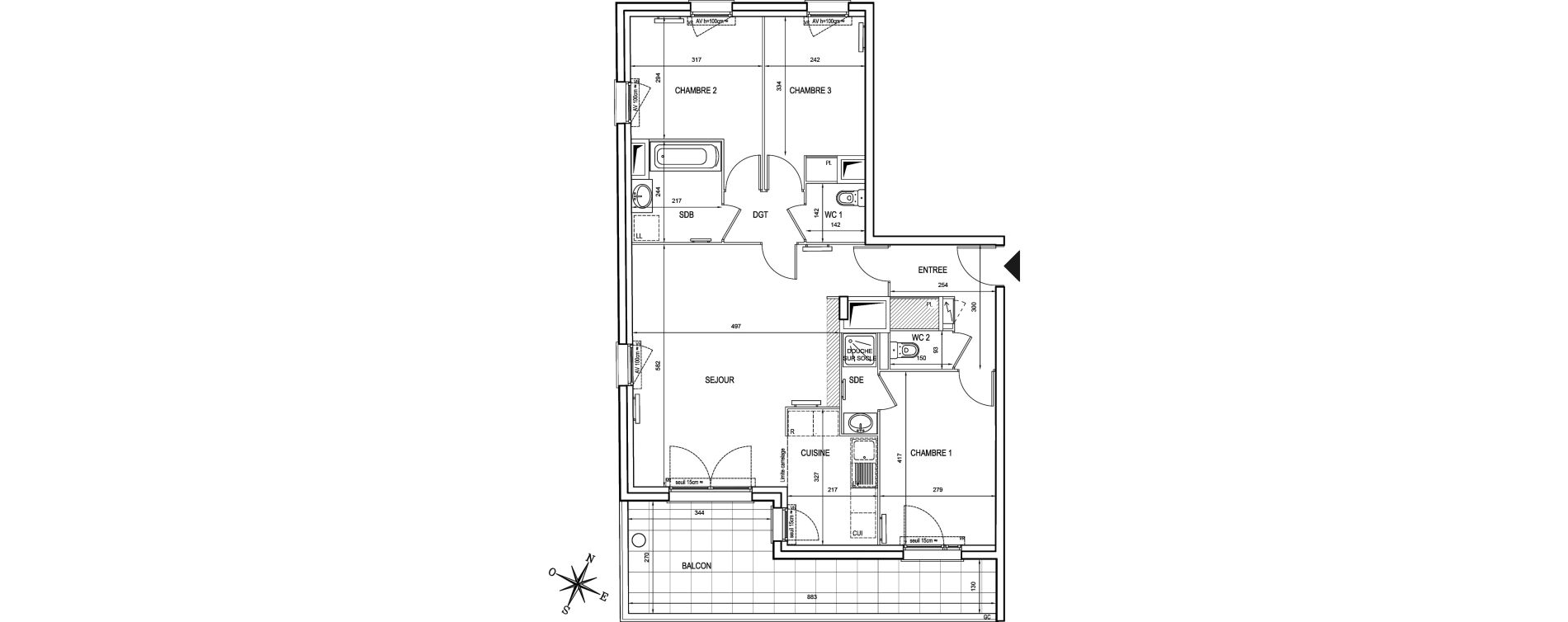 Appartement T4 de 84,36 m2 &agrave; Asni&egrave;res-Sur-Seine Seine ouest