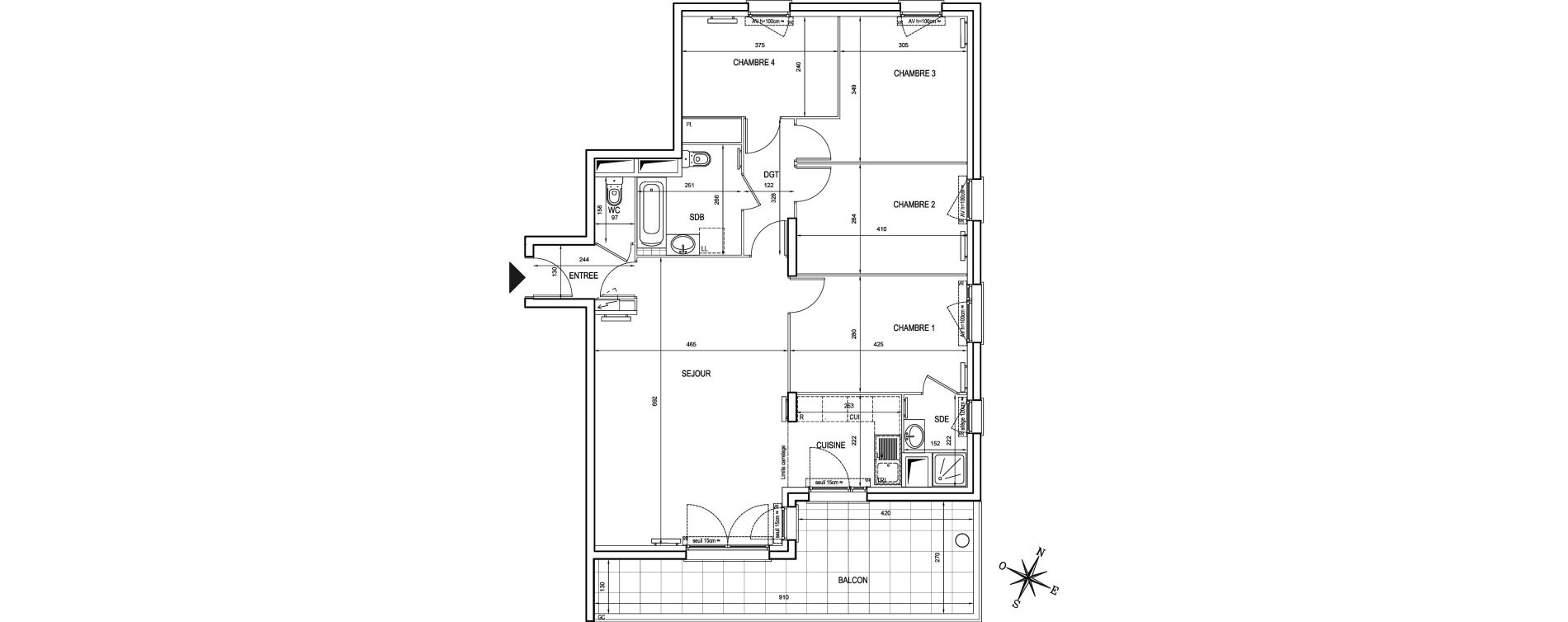 Appartement T5 de 98,07 m2 &agrave; Asni&egrave;res-Sur-Seine Seine ouest