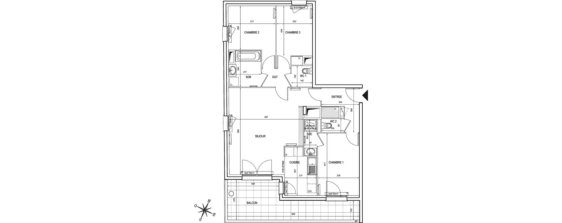 Appartement T4 de 84,36 m2 &agrave; Asni&egrave;res-Sur-Seine Seine ouest
