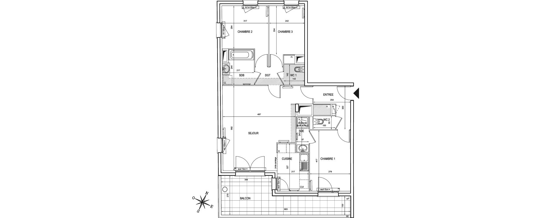 Appartement T4 de 84,40 m2 &agrave; Asni&egrave;res-Sur-Seine Seine ouest