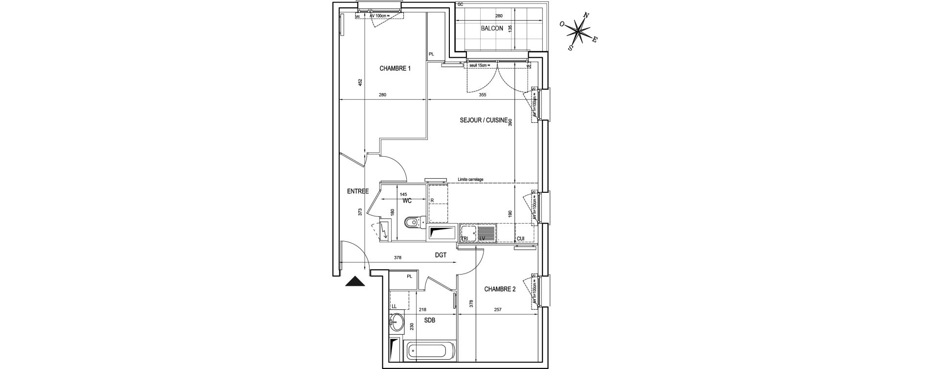 Appartement T3 de 60,21 m2 &agrave; Asni&egrave;res-Sur-Seine Seine ouest