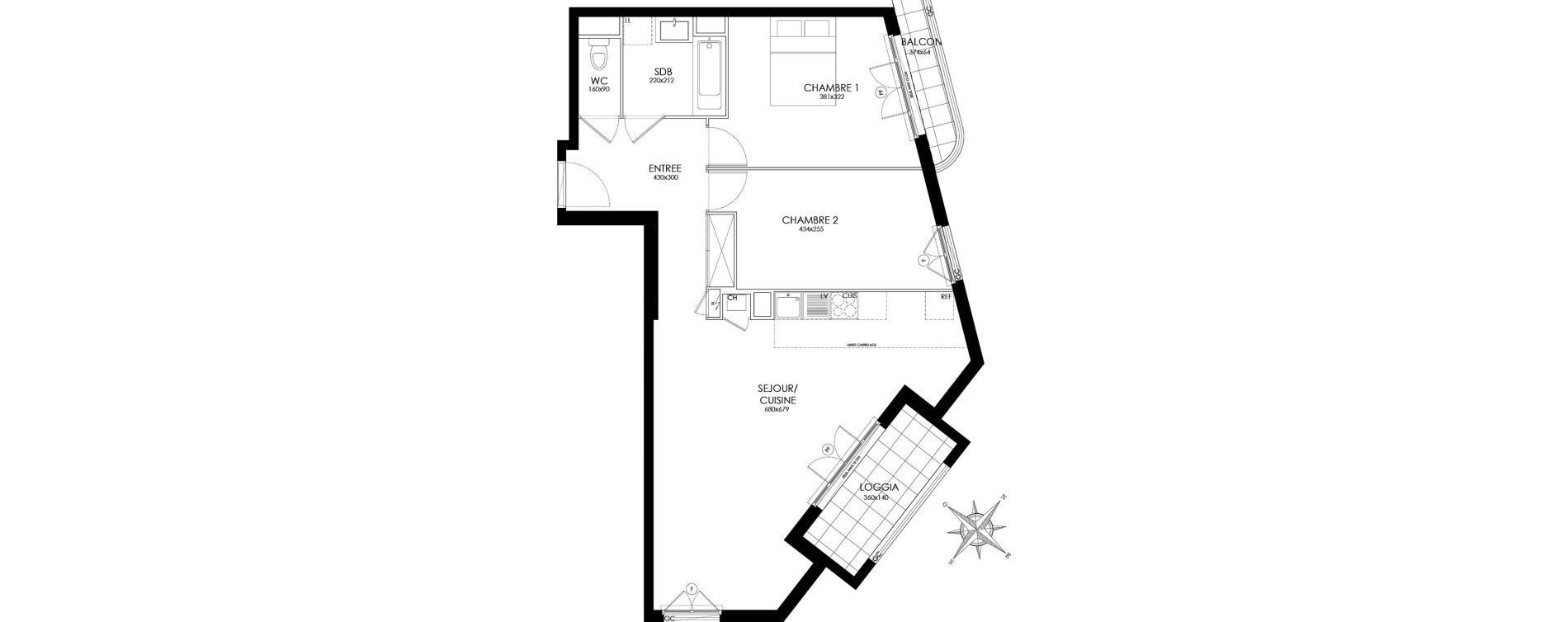 Appartement T3 de 69,20 m2 &agrave; Asni&egrave;res-Sur-Seine L'alma