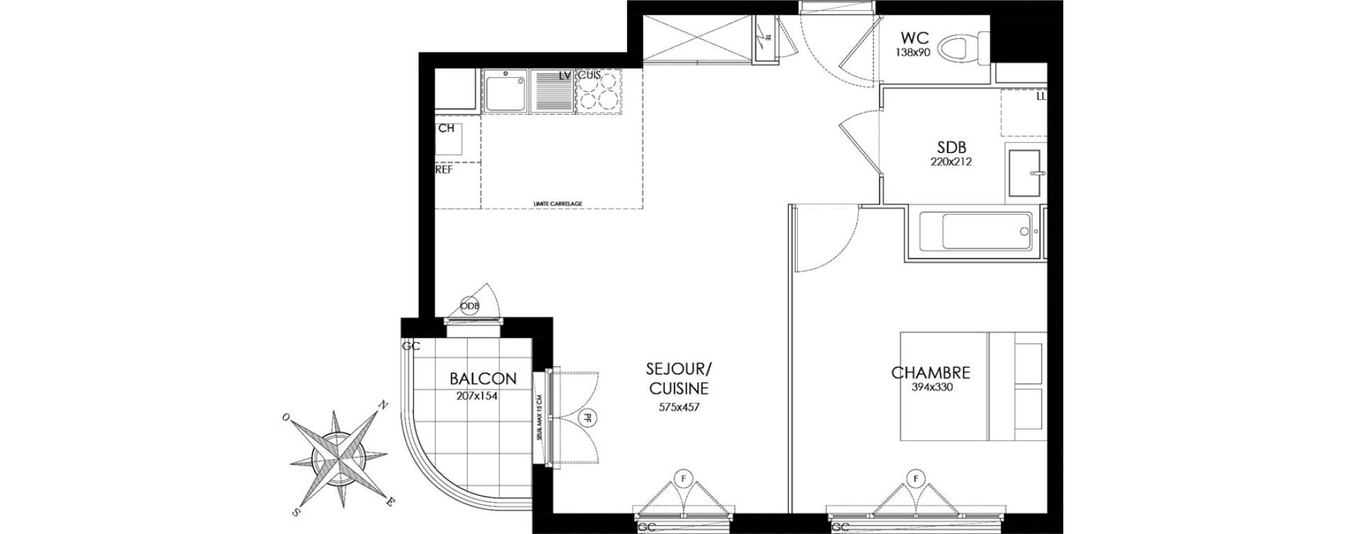 Appartement T2 de 43,30 m2 &agrave; Asni&egrave;res-Sur-Seine L'alma