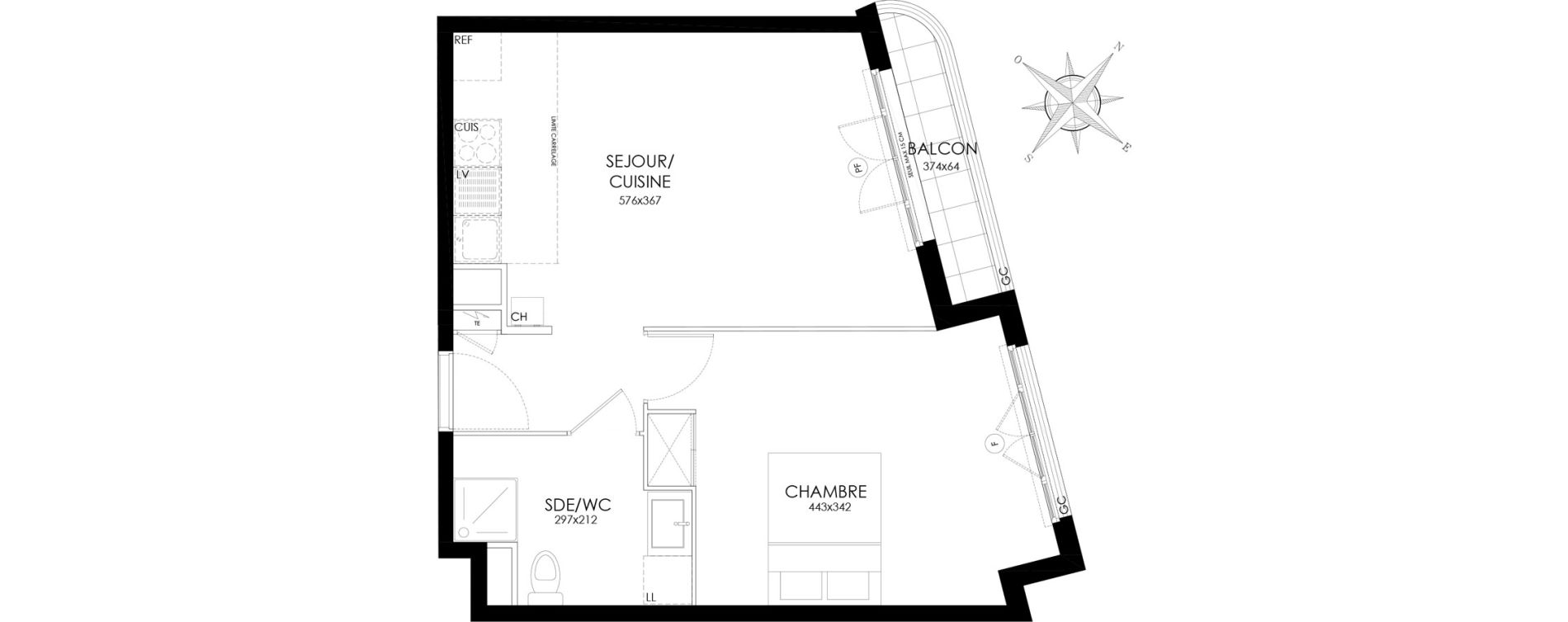 Appartement T2 de 43,40 m2 &agrave; Asni&egrave;res-Sur-Seine L'alma