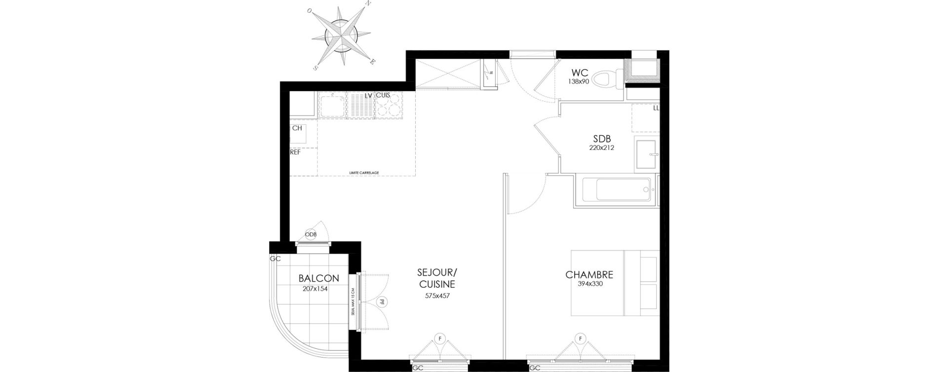 Appartement T2 de 43,30 m2 &agrave; Asni&egrave;res-Sur-Seine L'alma