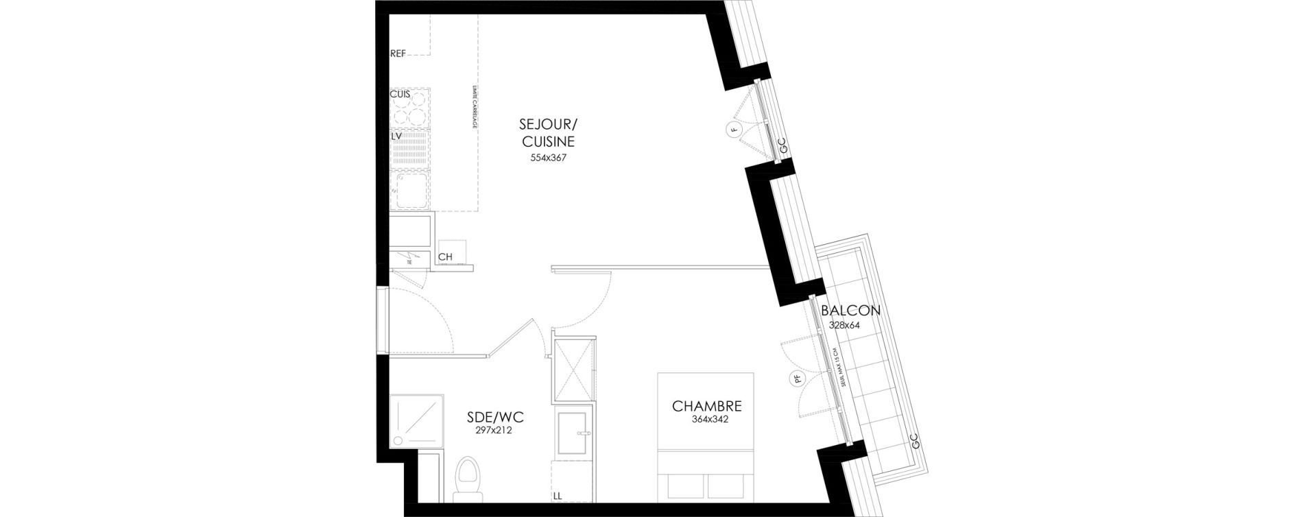 Appartement T2 de 39,30 m2 &agrave; Asni&egrave;res-Sur-Seine L'alma