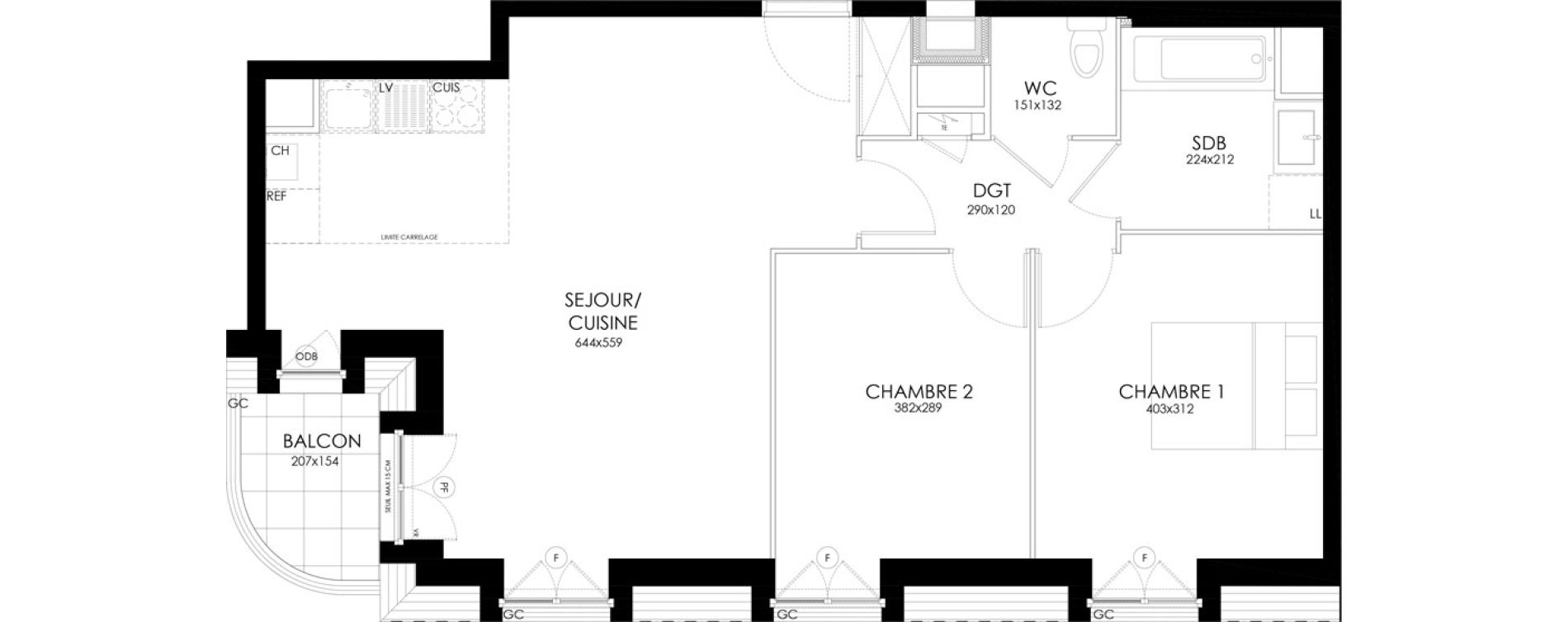 Appartement T3 de 62,60 m2 &agrave; Asni&egrave;res-Sur-Seine L'alma