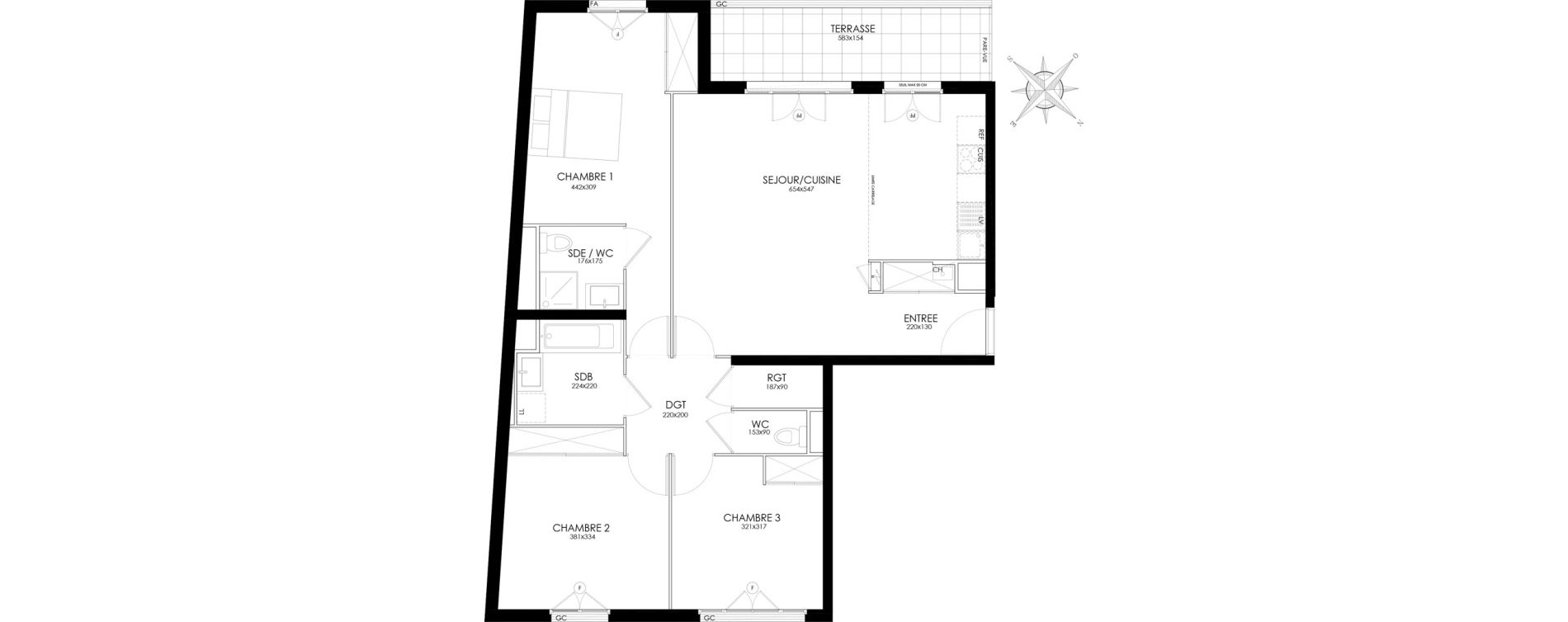 Appartement T4 de 89,40 m2 &agrave; Asni&egrave;res-Sur-Seine L'alma