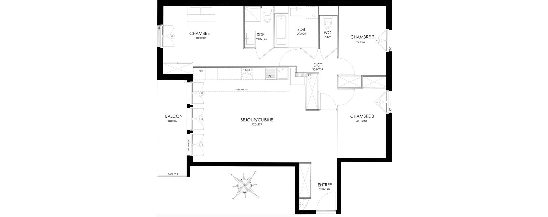 Appartement T4 de 82,20 m2 &agrave; Asni&egrave;res-Sur-Seine L'alma