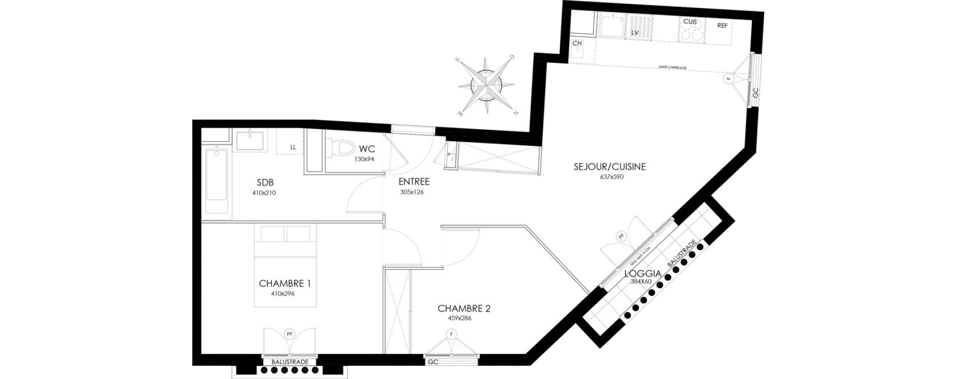 Appartement T3 de 59,00 m2 &agrave; Asni&egrave;res-Sur-Seine L'alma