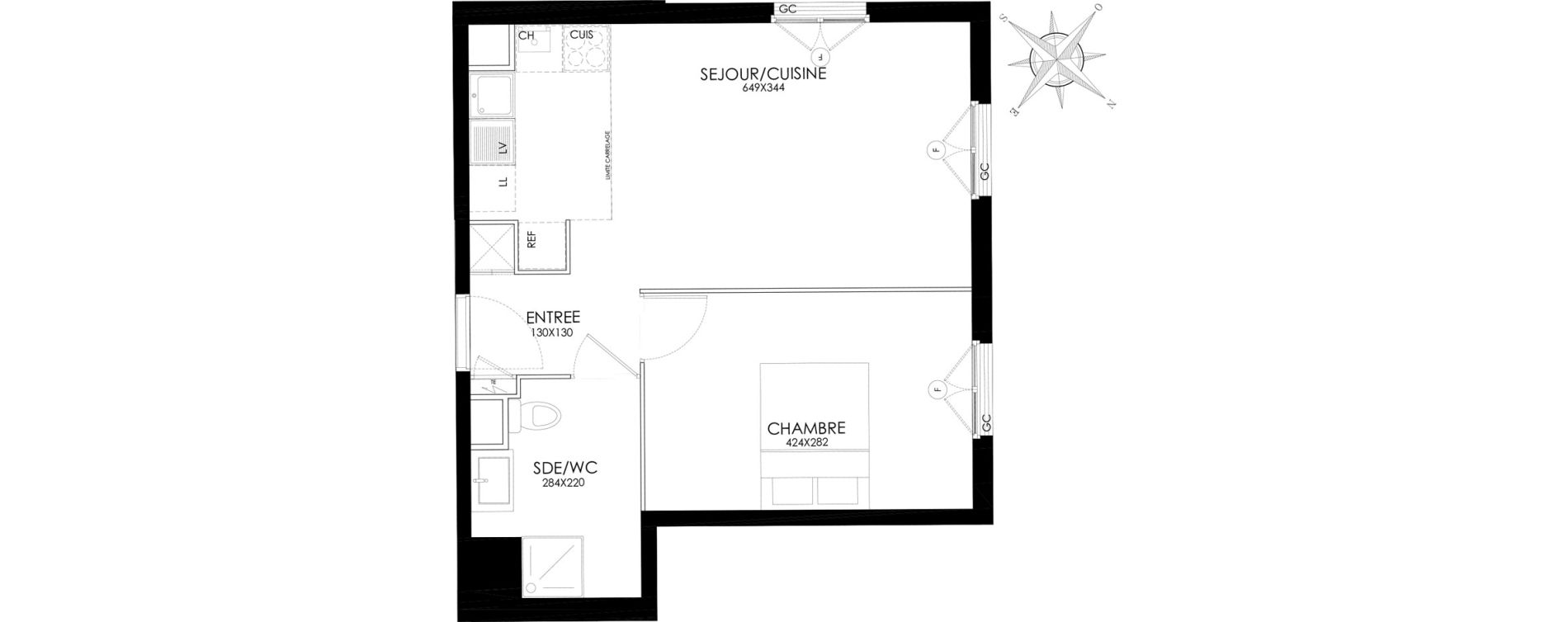Appartement T2 de 41,40 m2 &agrave; Asni&egrave;res-Sur-Seine L'alma