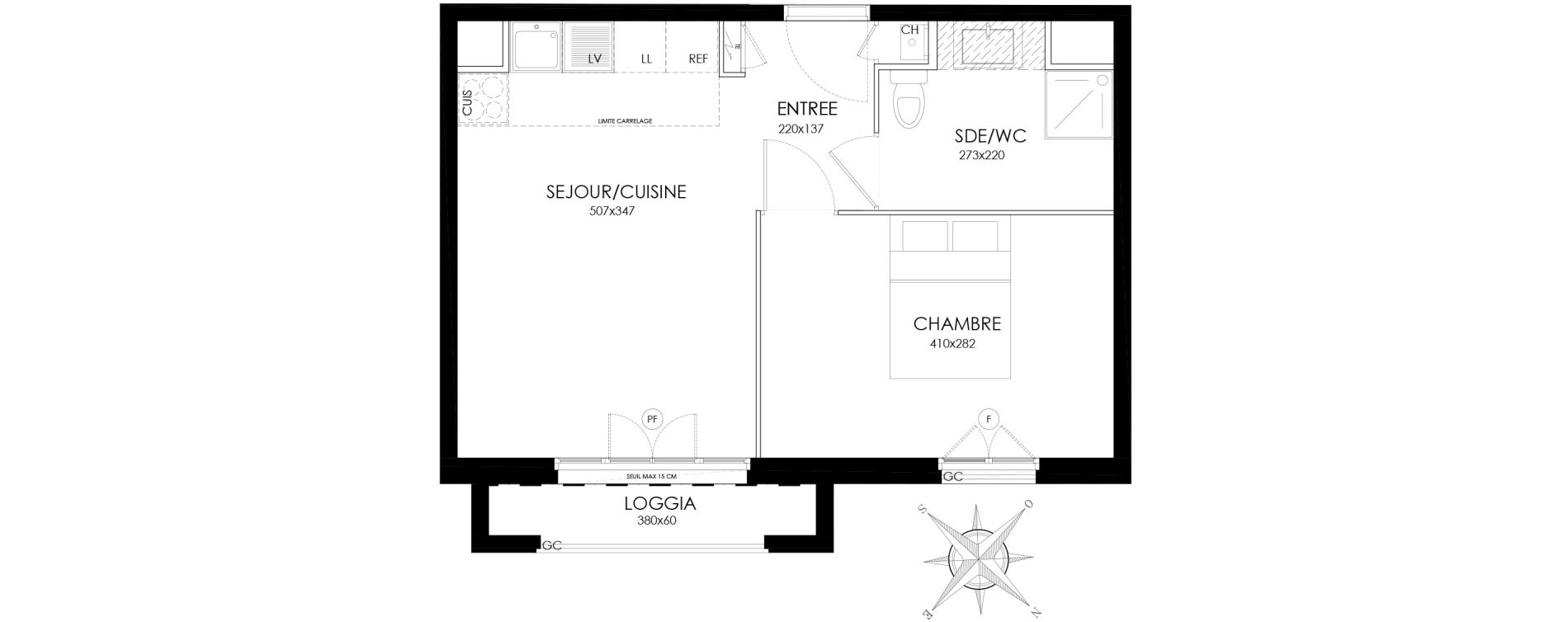 Appartement T2 de 37,10 m2 &agrave; Asni&egrave;res-Sur-Seine L'alma