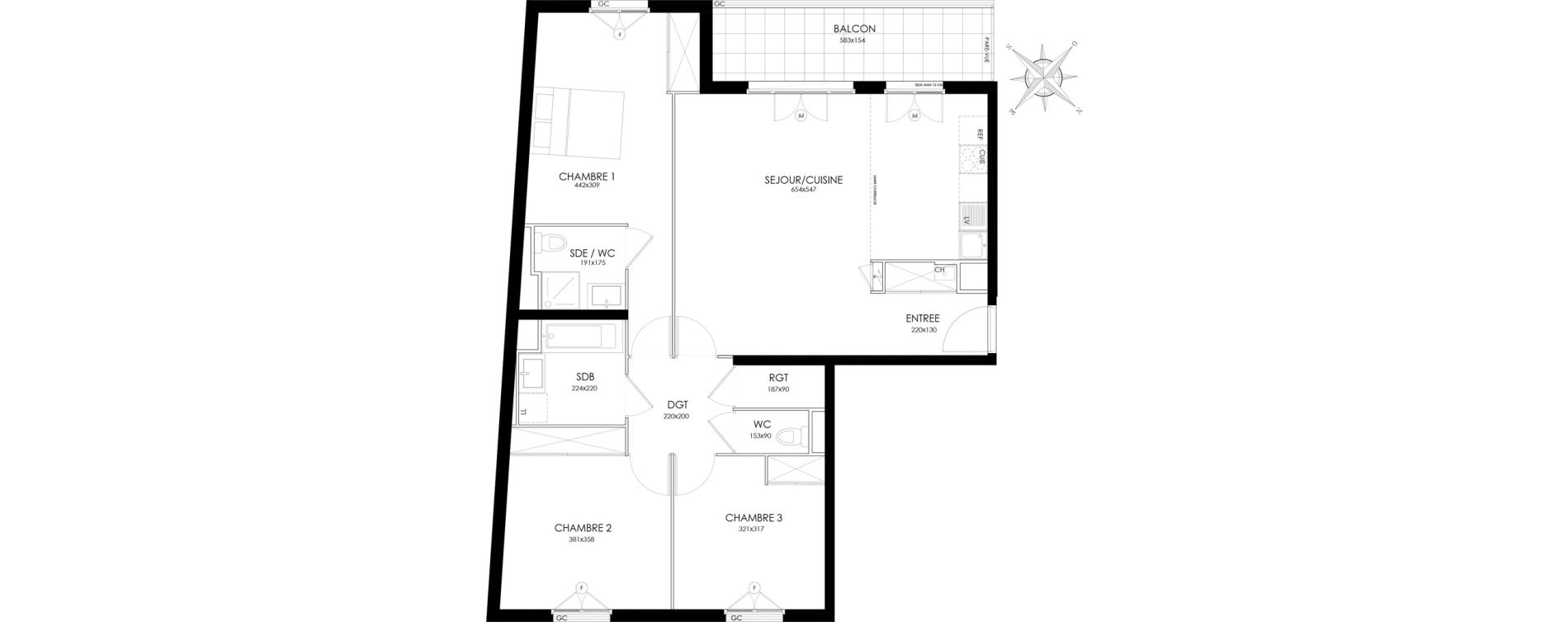 Appartement T4 de 89,50 m2 &agrave; Asni&egrave;res-Sur-Seine L'alma