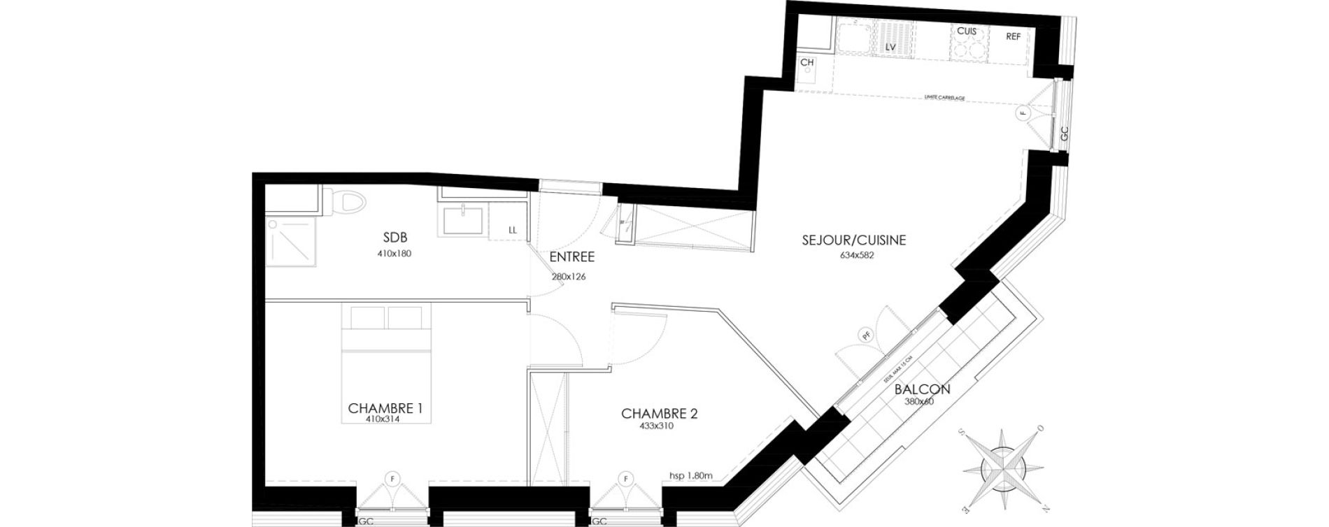 Appartement T3 de 54,10 m2 &agrave; Asni&egrave;res-Sur-Seine L'alma