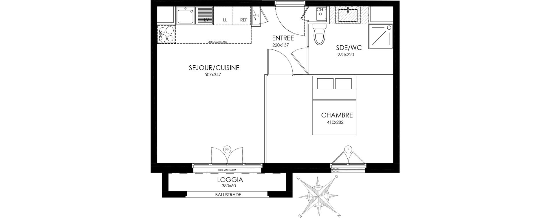 Appartement T2 de 37,10 m2 &agrave; Asni&egrave;res-Sur-Seine L'alma