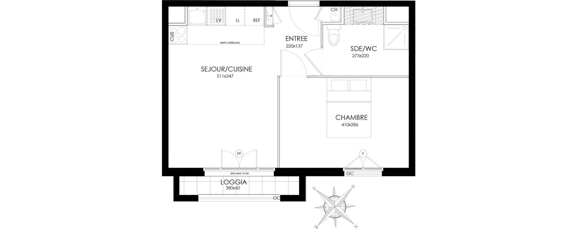 Appartement T2 de 37,40 m2 &agrave; Asni&egrave;res-Sur-Seine L'alma