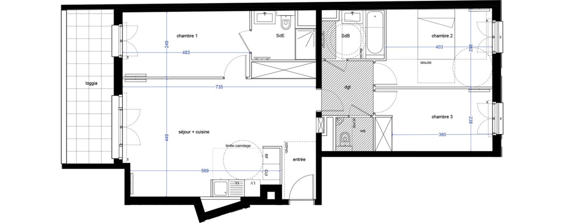 Appartement T4 de 82,65 m2 &agrave; Asni&egrave;res-Sur-Seine Centre