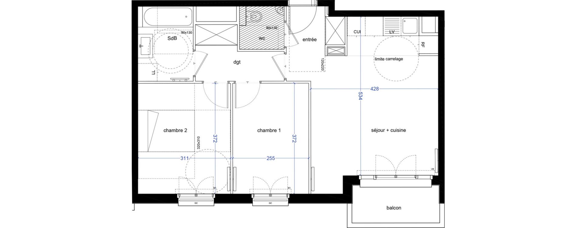 Appartement T3 de 57,00 m2 &agrave; Asni&egrave;res-Sur-Seine Centre