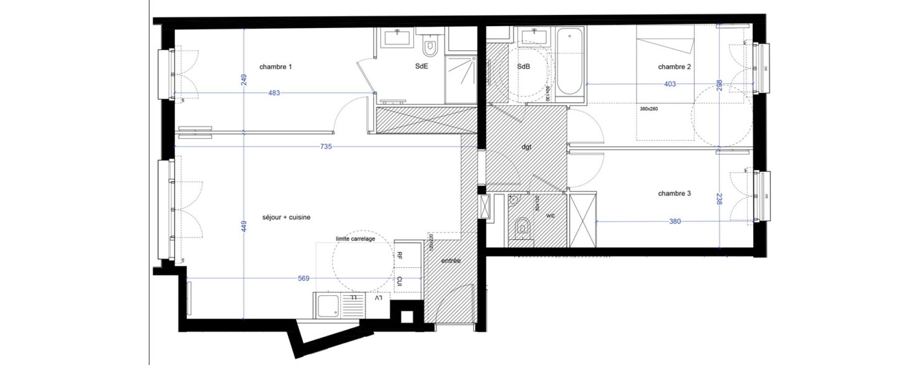 Appartement T4 de 82,65 m2 &agrave; Asni&egrave;res-Sur-Seine Centre