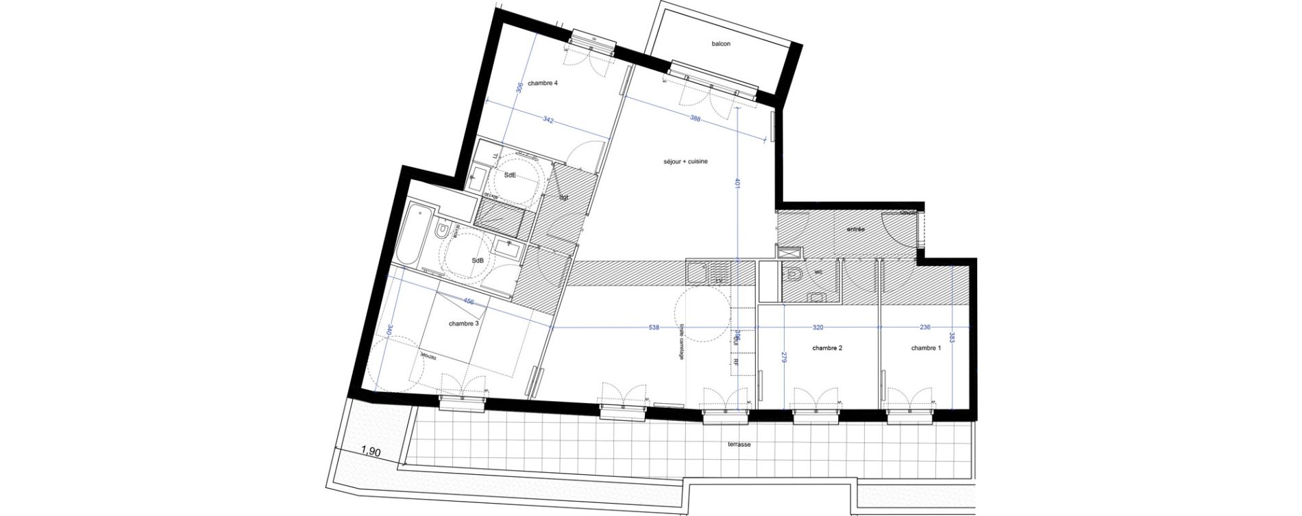 Appartement T5 de 105,35 m2 &agrave; Asni&egrave;res-Sur-Seine Centre