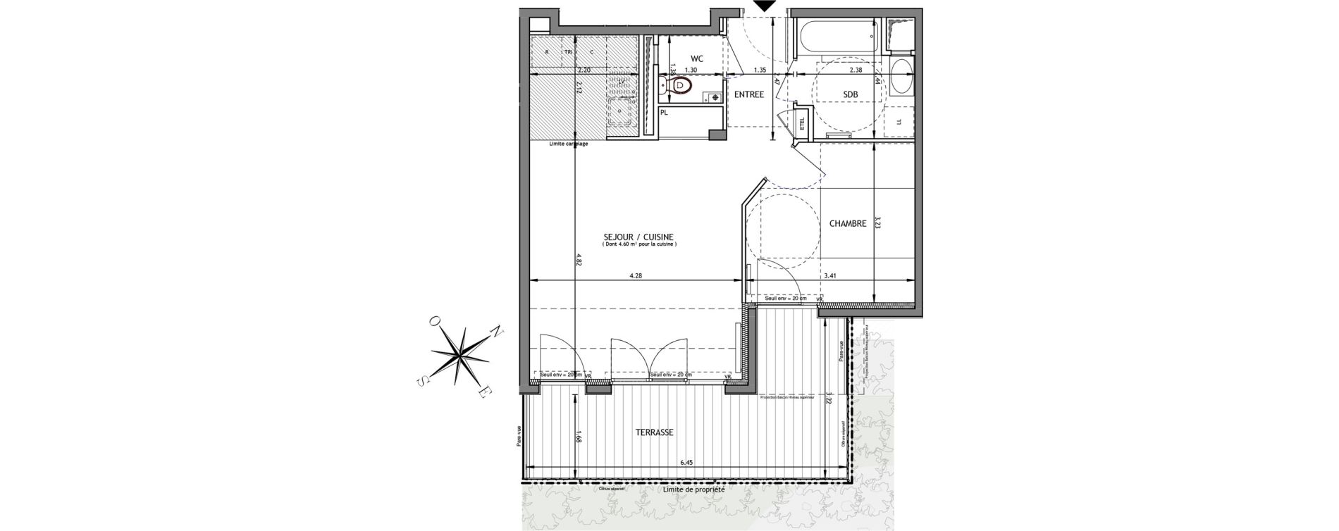 Appartement T2 de 47,21 m2 &agrave; Bagneux Prunier hardy