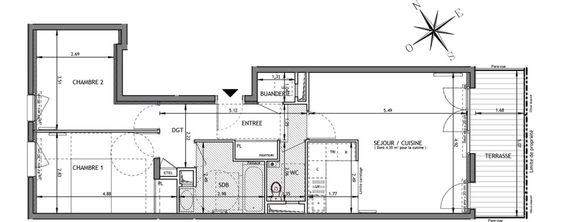 Appartement T3 de 68,57 m2 &agrave; Bagneux Prunier hardy