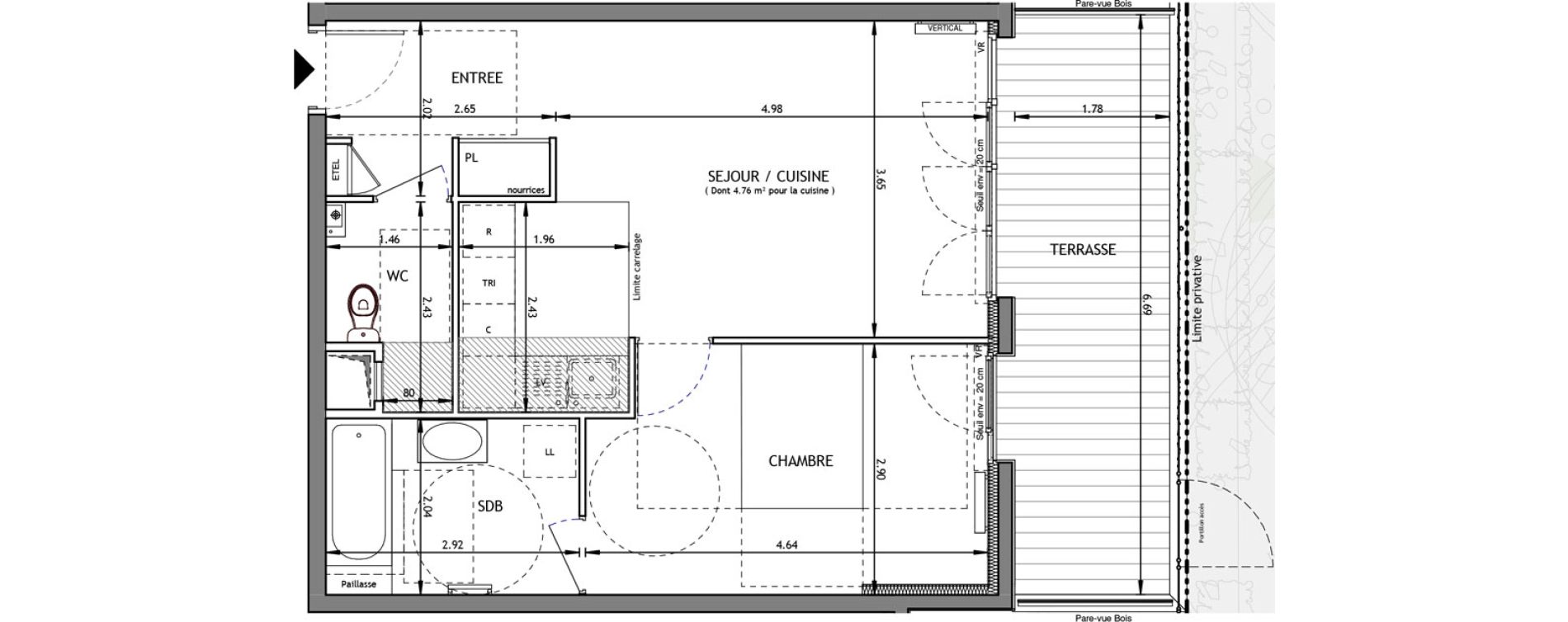 Appartement T2 de 48,44 m2 &agrave; Bagneux Prunier hardy