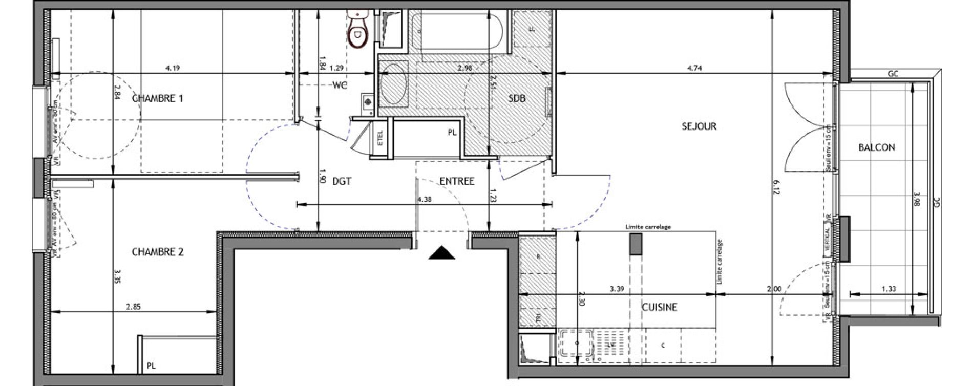 Appartement T3 de 67,92 m2 &agrave; Bagneux Prunier hardy