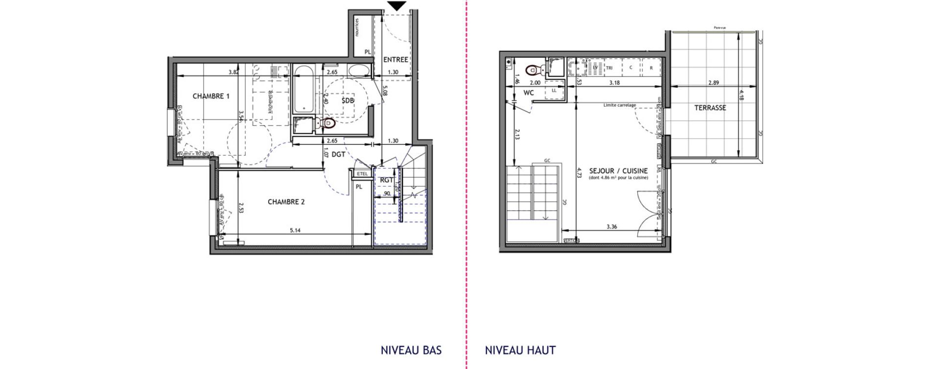 Duplex T3 de 69,90 m2 &agrave; Bagneux Prunier hardy