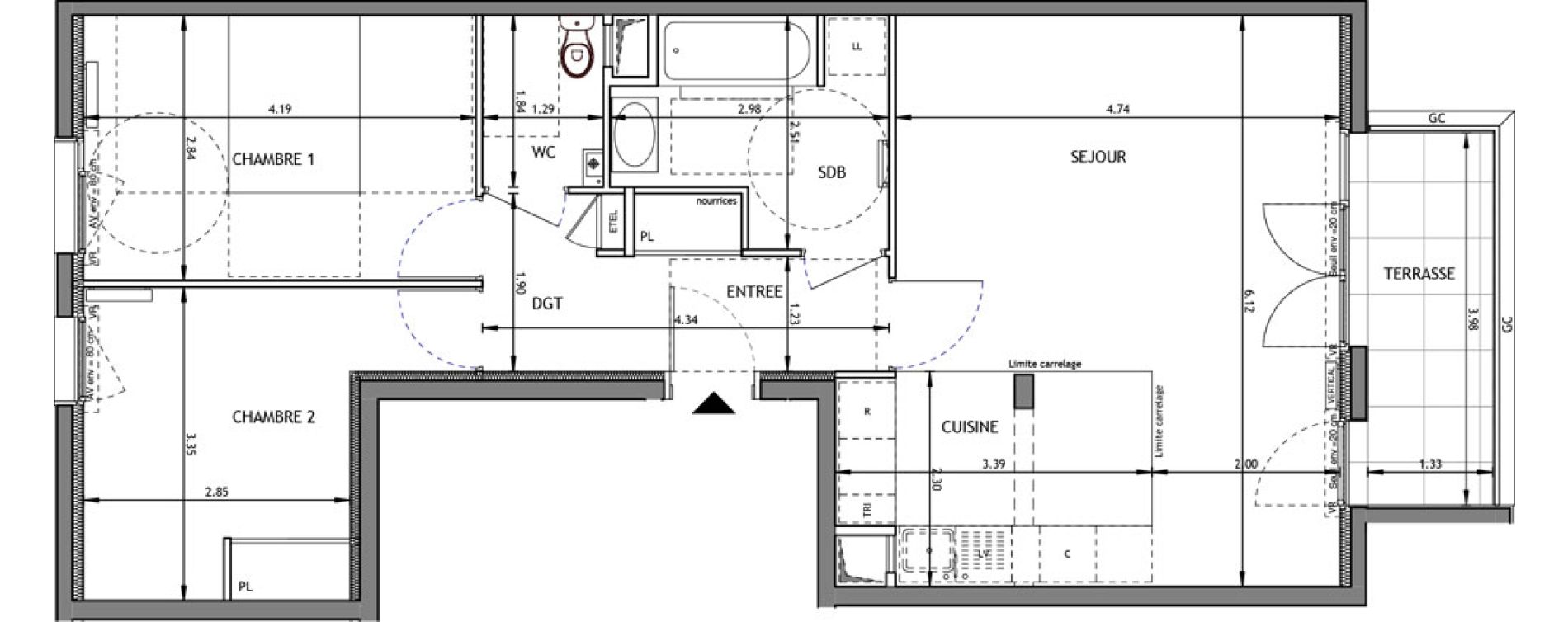 Appartement T3 de 67,92 m2 &agrave; Bagneux Prunier hardy