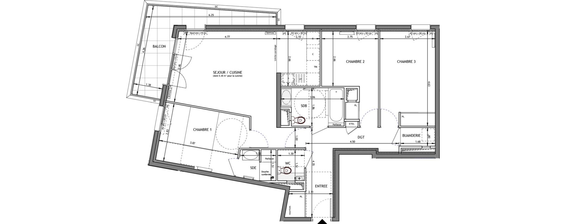 Appartement T4 de 83,09 m2 &agrave; Bagneux Prunier hardy