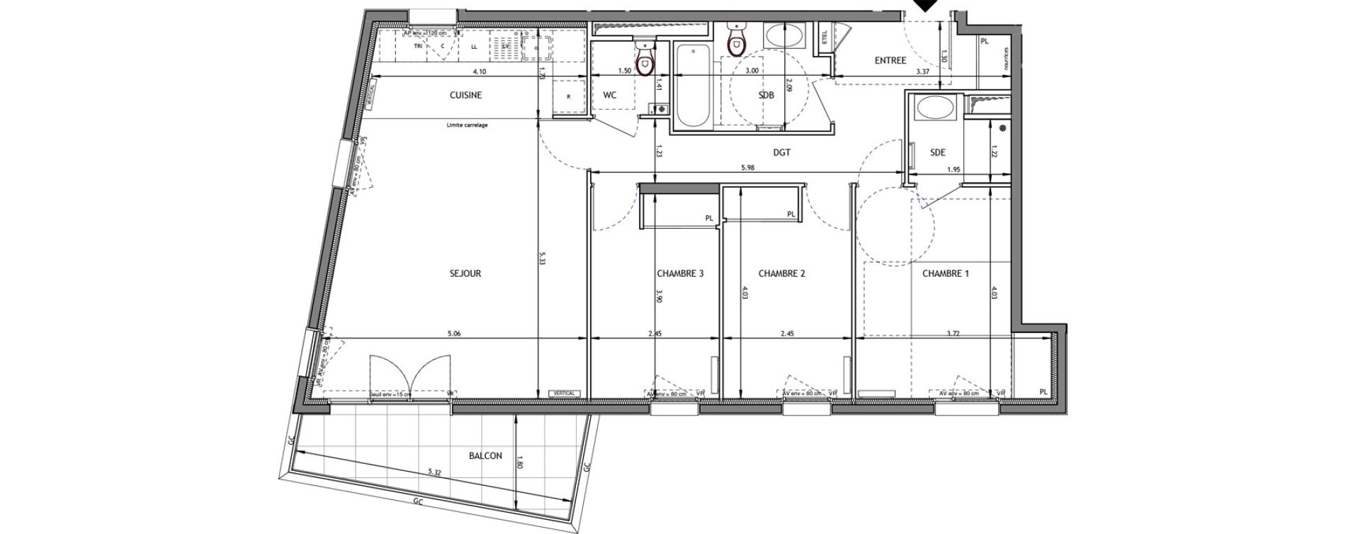 Appartement T4 de 86,94 m2 &agrave; Bagneux Prunier hardy