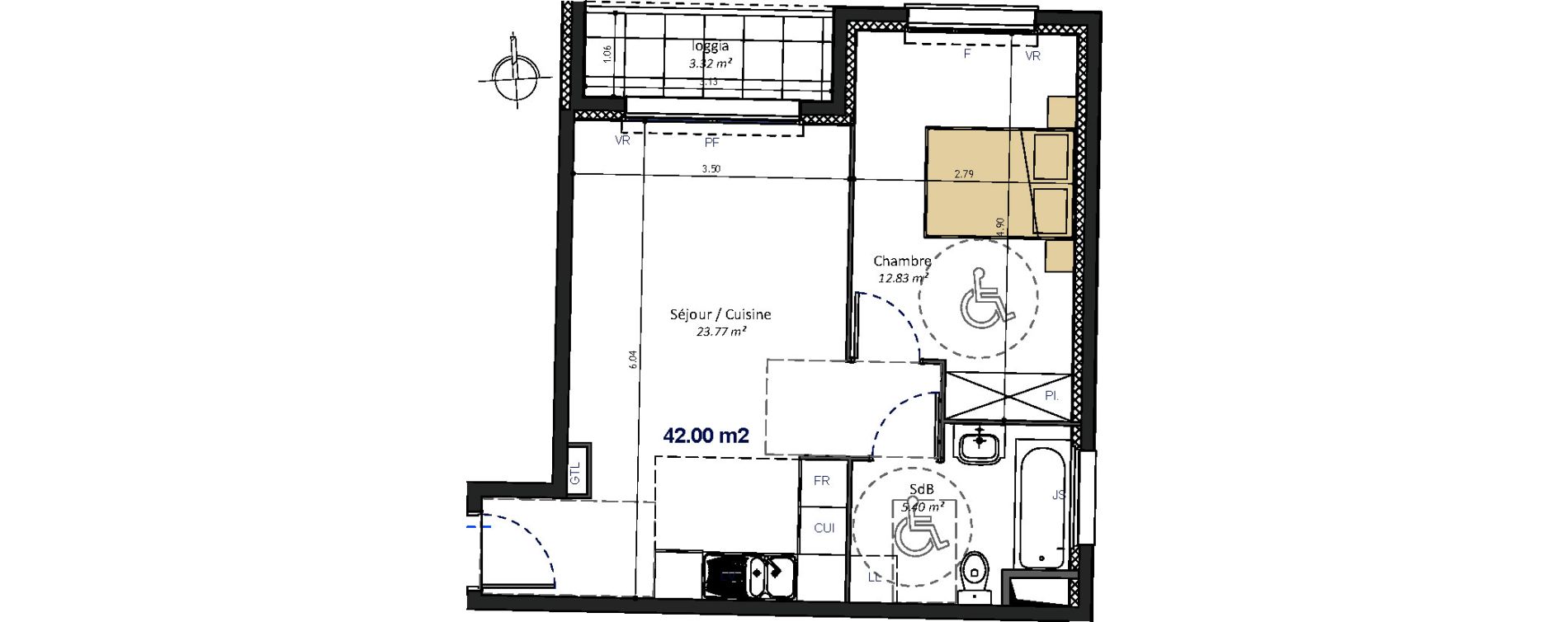 Appartement T2 de 42,00 m2 &agrave; Bagneux Les meuniers