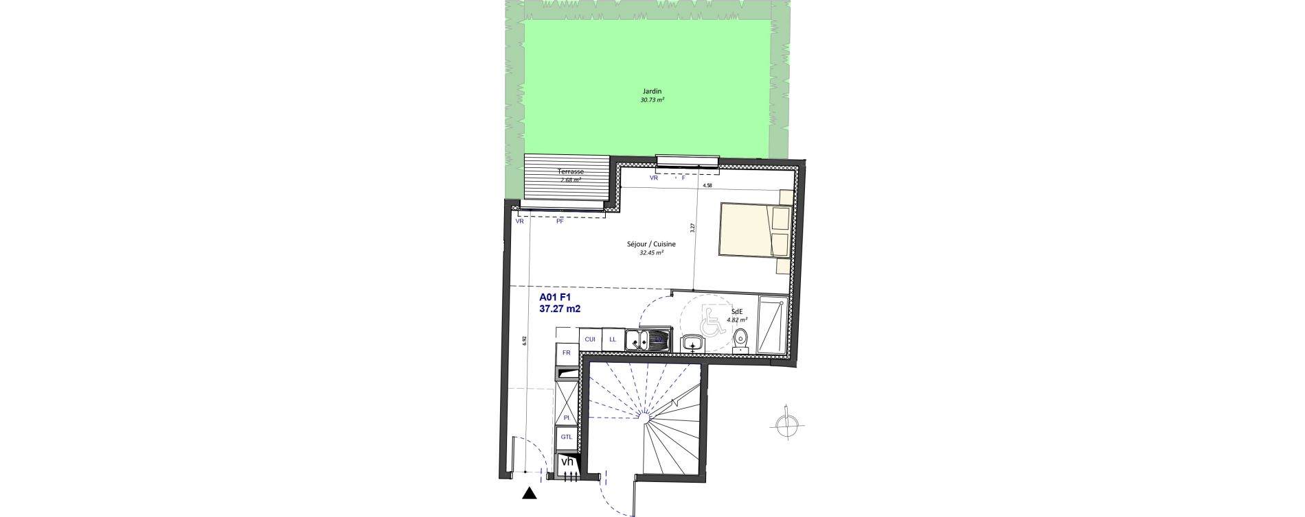 Appartement T1 de 37,27 m2 &agrave; Bagneux Les meuniers