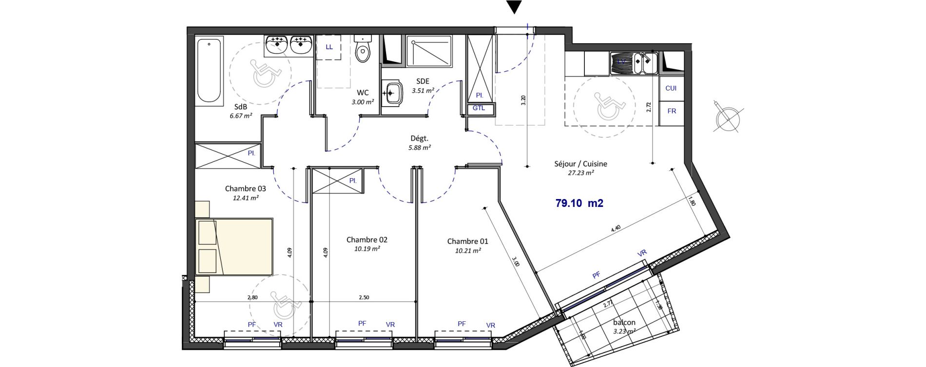 Appartement T4 de 79,10 m2 &agrave; Bagneux Les meuniers