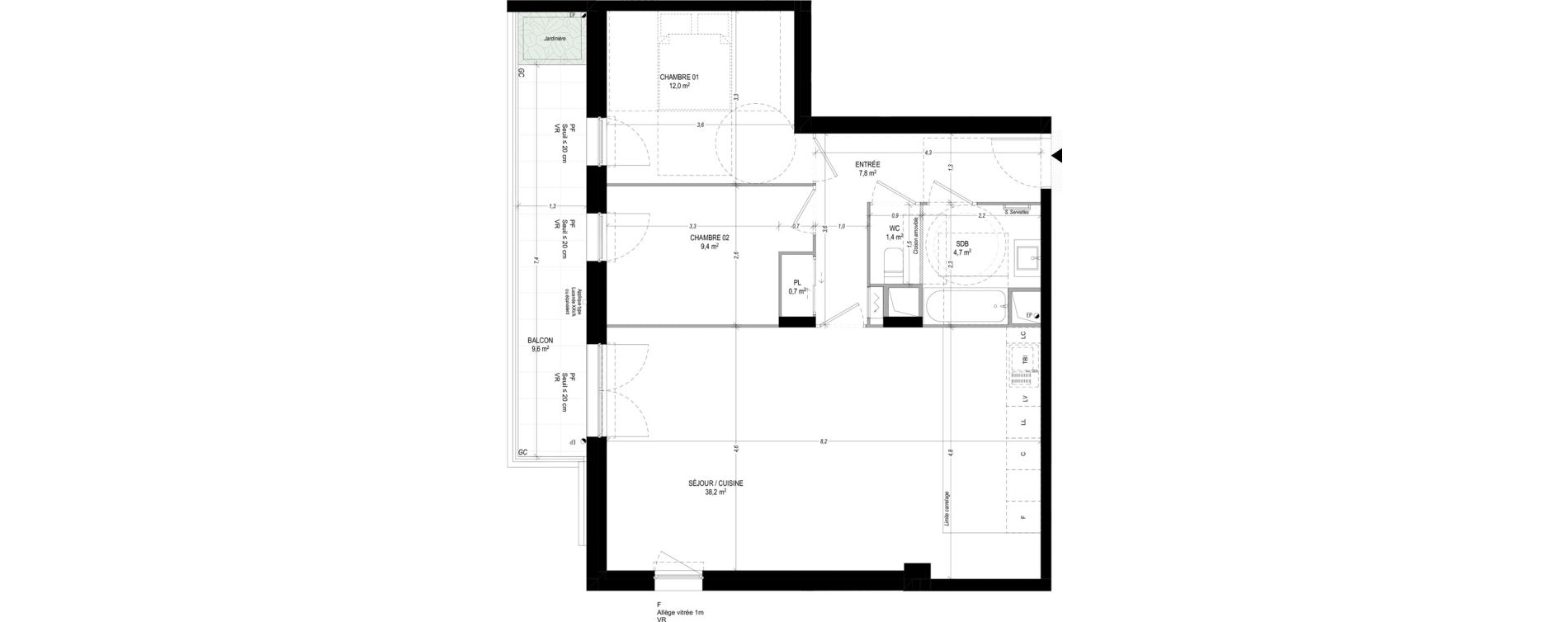 Appartement T3 de 74,20 m2 &agrave; Bagneux Sud mathurins