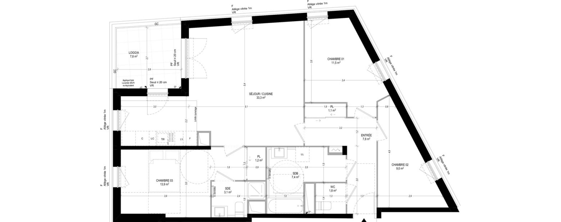 Appartement T4 de 90,10 m2 &agrave; Bagneux Sud mathurins